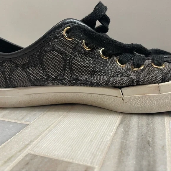 Coach Black and White Sneakers with Signature Pattern - Picture 12 of 13